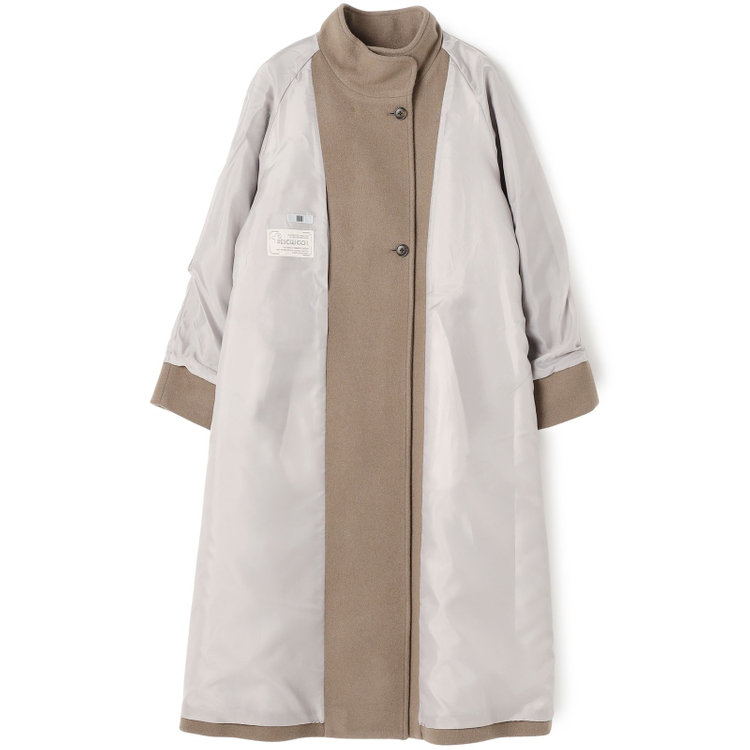 シルバーライン スタンドカラーアシンメトリーコート/モカ 緑中間