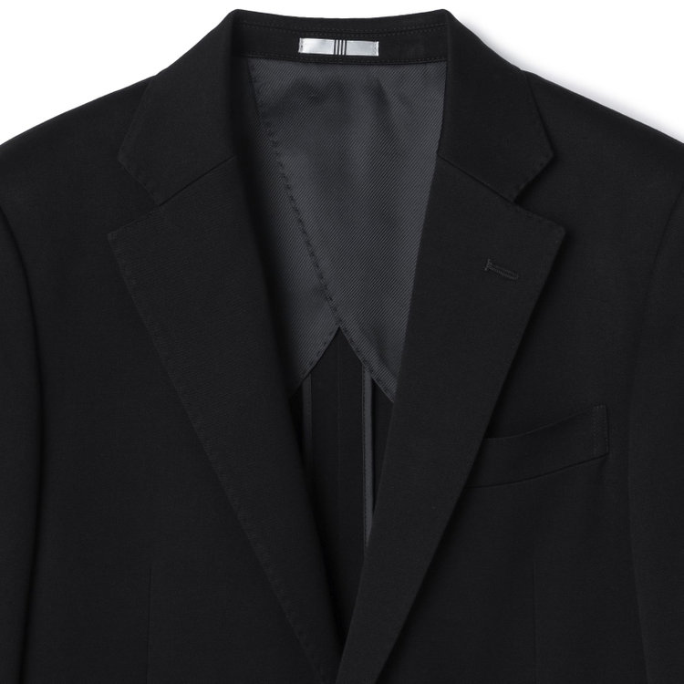 シルバーライン 【CLASSICO TAPERED】【年間】【フォーマル対応可】2釦シングルフォーマルスーツ 1タック/ブラック×ソリッド/BISHU JAPAN FABRIC Super100's/ウエストサイドアジャスター仕様/※裾上げ必要 黒