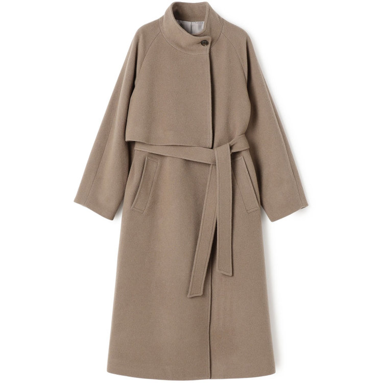 シルバーライン スタンドカラーアシンメトリーコート/モカ 緑中間