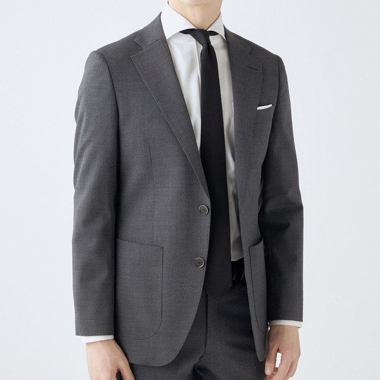 シルバーライン 【4S CROSS】【年間】セットアップジャケット/グレー×ハウンドトゥース/パッチポケット グレー中間