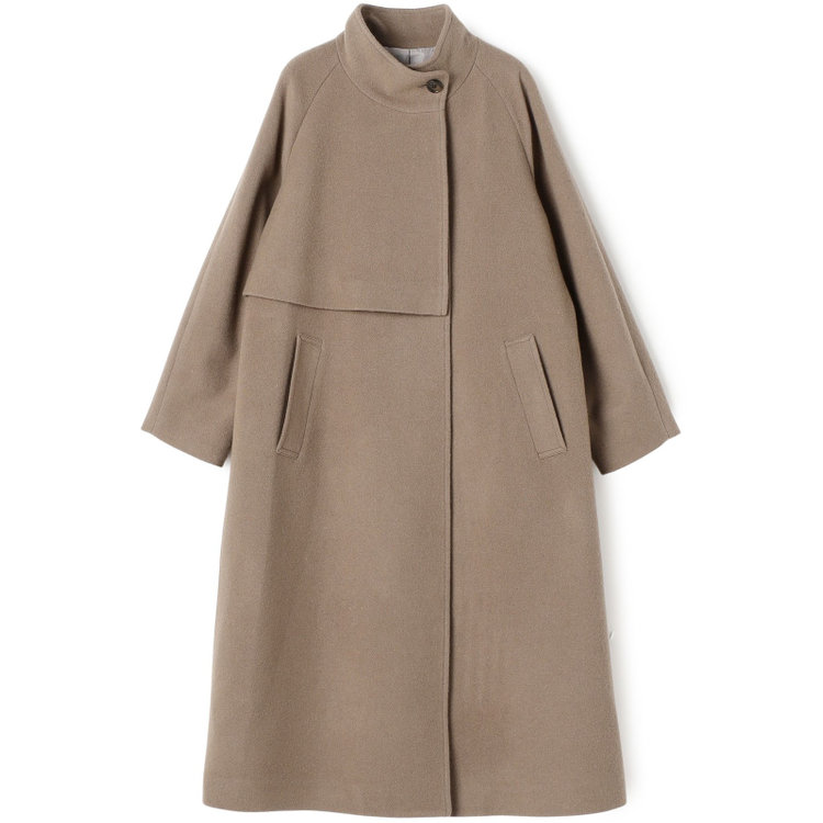 シルバーライン スタンドカラーアシンメトリーコート/モカ 緑中間