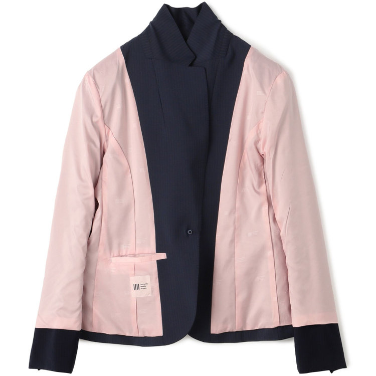 スーツセレクト 【SUIT SELECT×Samantha Thavasa】【年間】1釦ジャケット/ネイビー×ストライプ/4S/マシンウォシャブル 紺中間