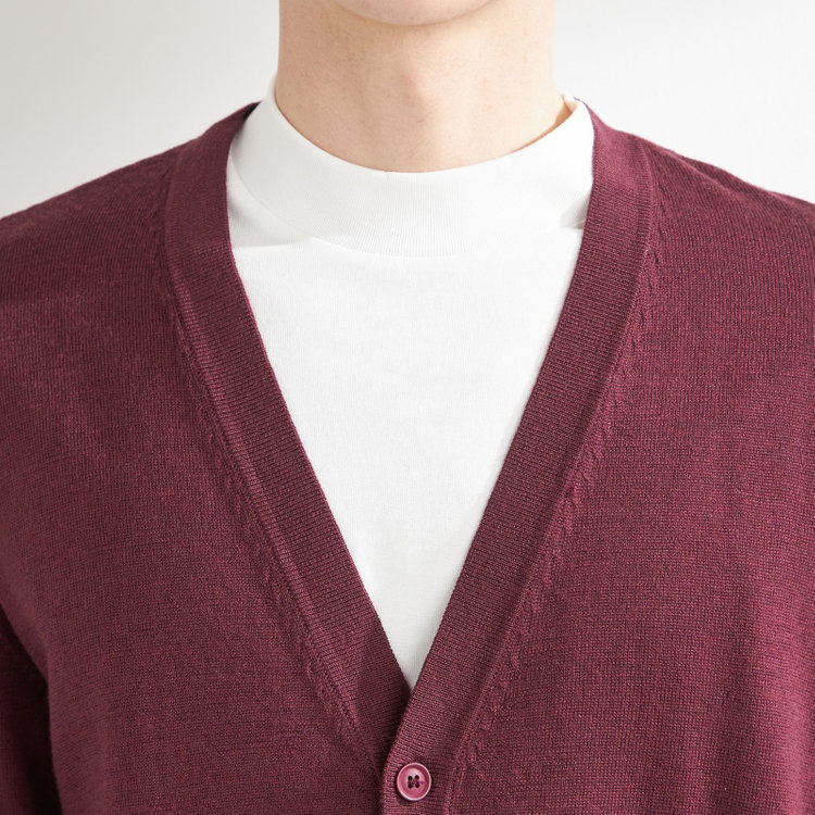 スーツセレクト 【RBC】【秋冬】ウール100%ニットカーディガン/レッド/ZEGNA BARUFFA/マシンウォッシャブル 赤中間