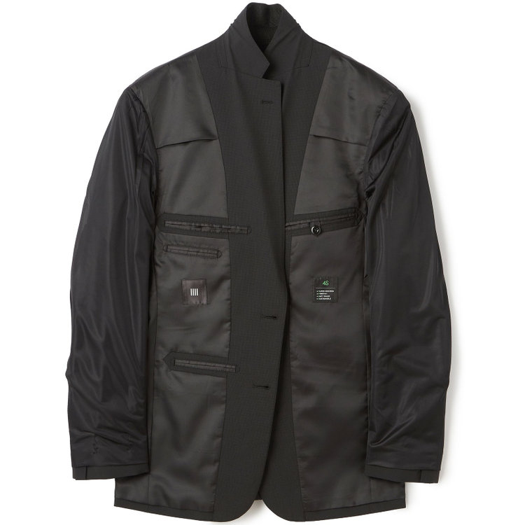 ブラックライン 【SLIM TAPERED_2】【春夏】2釦シングルスーツ 0タック/ブラック×マイクロチェック/ウエストシャーリング/4S SUSTAINABILITY&ECOLOGY FABRIC/ウォッシャブル/※パンツ裾上げ済仕様 黒