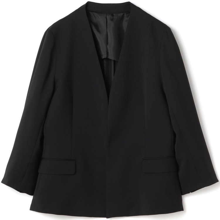 シルバーライン 【SL】【春夏】ノーカラー七分袖ジャケット/ブラック/ウォッシャブル 黒