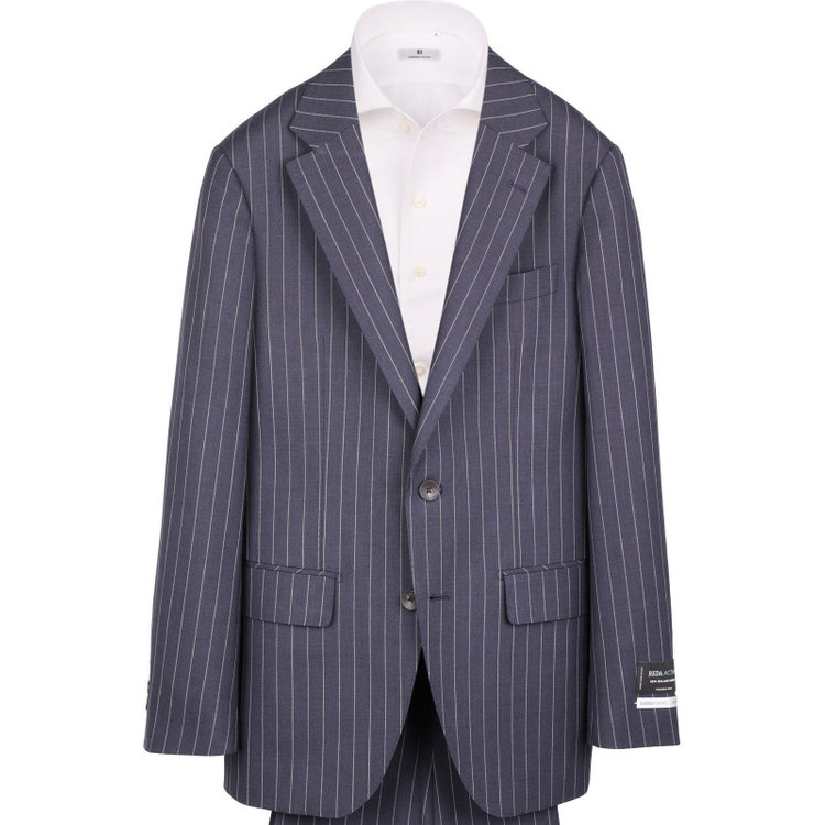 スーツセレクト 【CLASSICO TAPERED】【春夏】2釦シングルスーツ 1タック/ネイビー×ストライプ/REDA ACTIVE/NEW ZEALAND WOOL MERINO/SHOWER CLEAN ネイビー系(紺)
