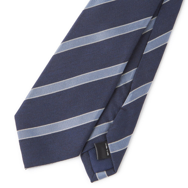ブラックライン 【BL】シルクウールストライプネクタイ 7.5cm幅/ネイビー その他