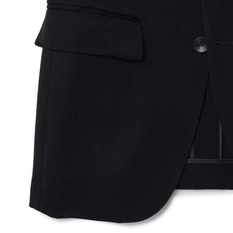 シルバーライン 【CLASSICO TAPERED】【年間】【フォーマル対応可】2釦シングルフォーマルスーツ 1タック/ブラック×ソリッド/BISHU JAPAN FABRIC Super100's/ウエストサイドアジャスター仕様/※裾上げ必要 黒