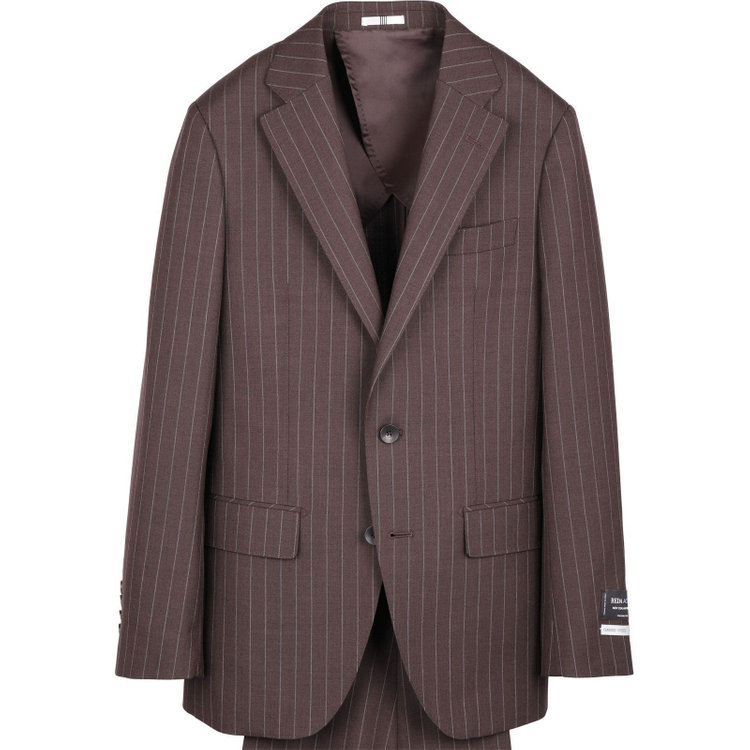 スーツセレクト 【発送在庫あり】【CLASSICO TAPERED】【春夏】2釦シングルスーツ 1タック/ブラウン×ストライプ/REDA ACTIVE/NEW ZEALAND WOOL MERINO/SHOWER CLEAN ブラウン系(茶)