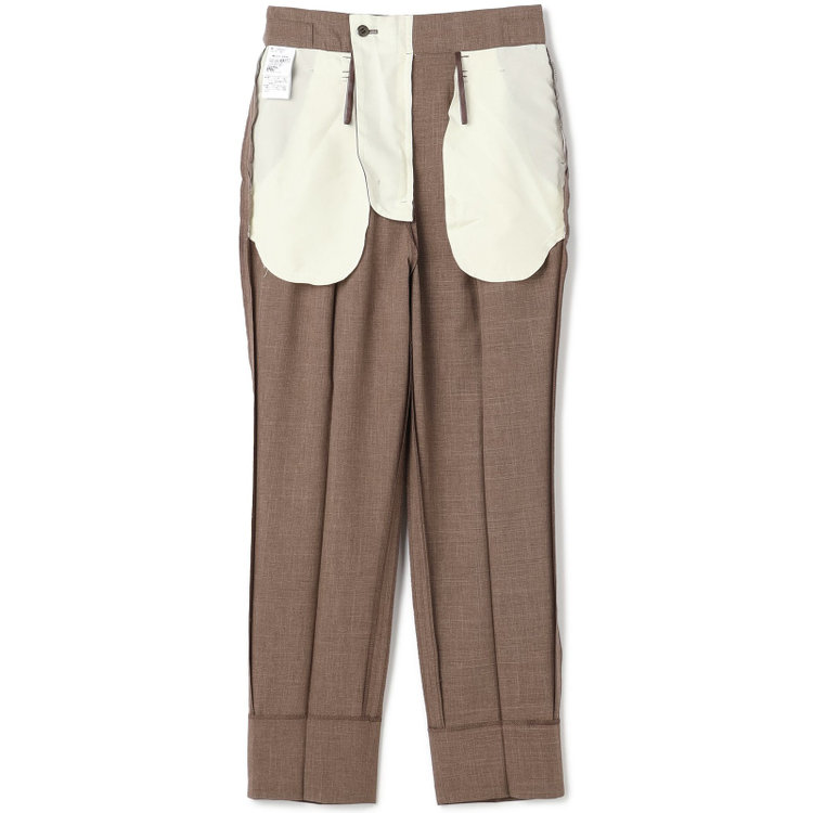 シルバーライン 【RELAX TAPERED】【年間】ノーカラー 2釦1掛けダブル/パンツスーツ/ブラウン/ウエスト内側アジャスター/ウォッシャブル/Naturemier/※パンツ裾上げ済仕様 茶中間