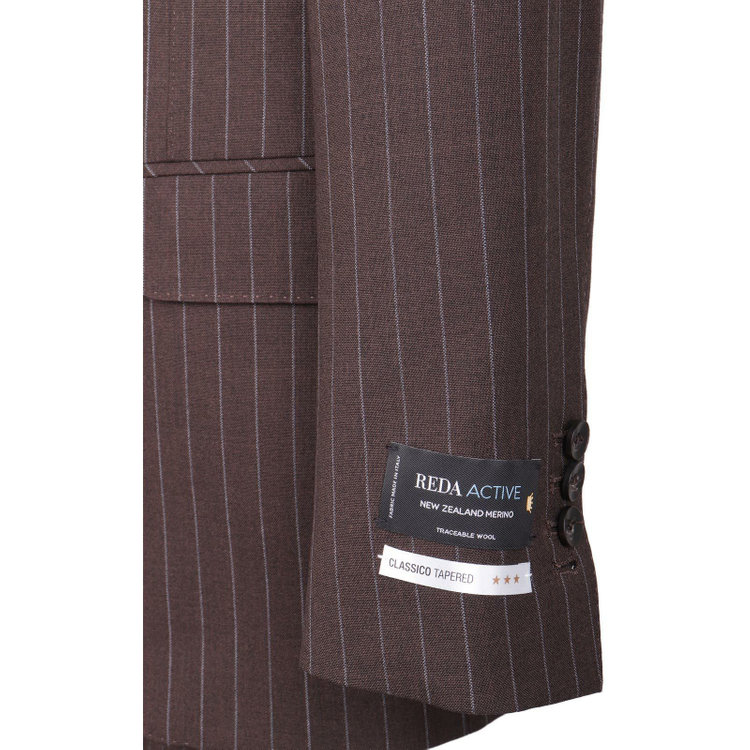 スーツセレクト 【発送在庫あり】【CLASSICO TAPERED】【春夏】2釦シングルスーツ 1タック/ブラウン×ストライプ/REDA ACTIVE/NEW ZEALAND WOOL MERINO/SHOWER CLEAN ブラウン系(茶)