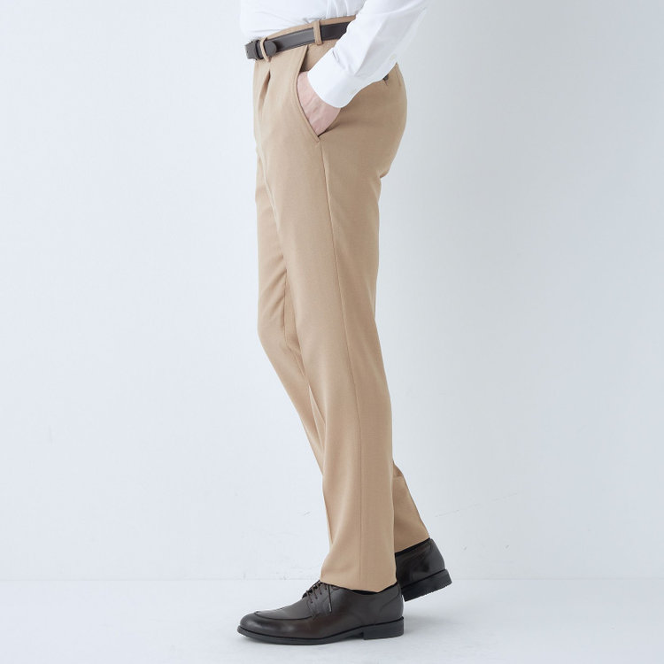 シルバーライン 【5DAYS CLOSET】【【RBC】【春夏】1タックテーパードパンツ/ベージュ/ウエストムーブ/4S SUSTAINABILITY&ECOLOGY FABRIC/※裾上げ必要 茶淡色