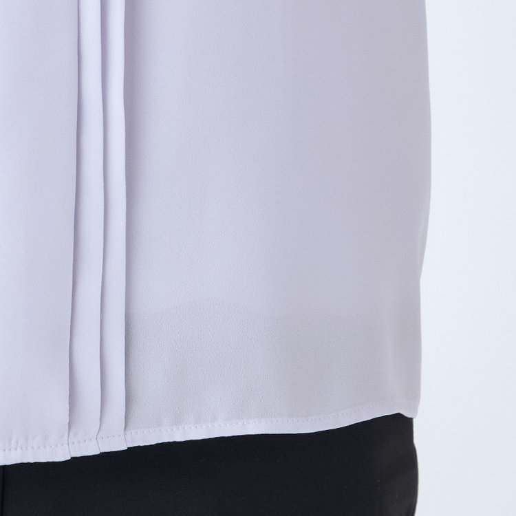 シルバーライン 【SILVER LINE/7分袖】フロントプリーツクルーネックプルオーバー/ラベンダー/「ウォッシャブル可能」「防シワ」 紫淡色