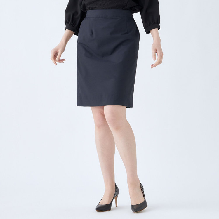 【就活.】【年間】【BL】タイトスカート/ネイビー/ウエストシャーリング/ウォッシャブル＆ストレッチ