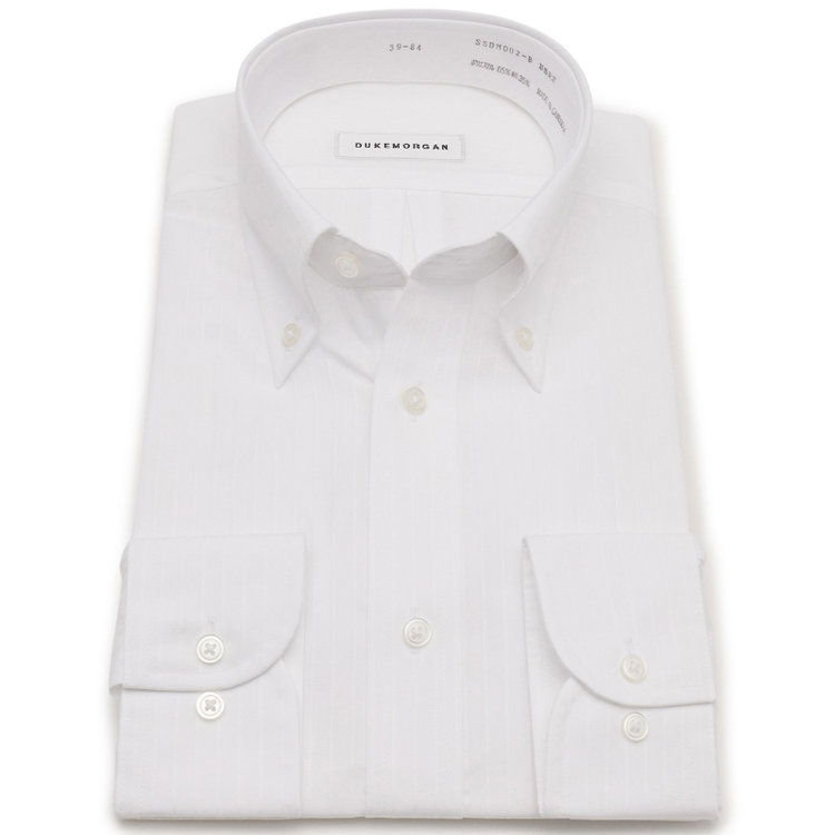 ソノタ 【発送在庫あり】【形態安定】ボタンダウンワイシャツ/ホワイト×ドビーストライプ 白