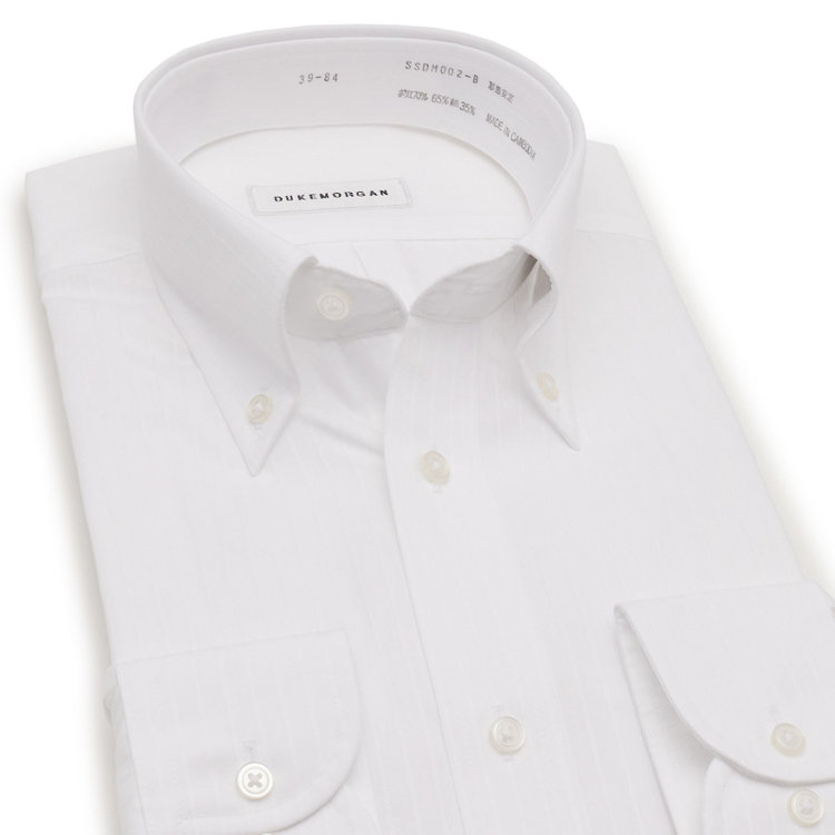 ソノタ 【発送在庫あり】【形態安定】ボタンダウンワイシャツ/ホワイト×ドビーストライプ 白