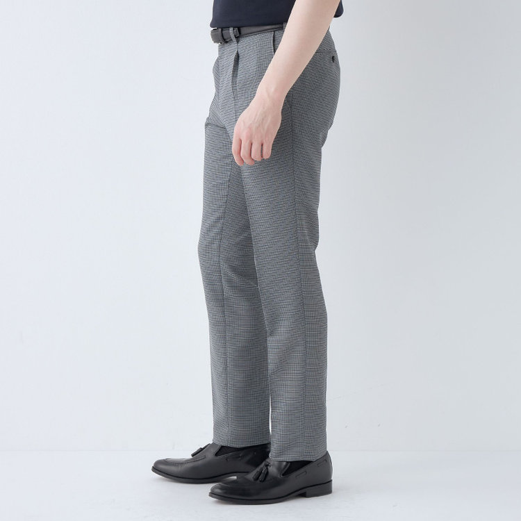 シルバーライン 【5DAYS CLOSET】【RBC】【春夏】ポリエステル1タックテーパードパンツ/グレー×チェック/ウエストムーブ仕様/4S SUSTAINABILITY&ECOLOGY FABRIC/※裾上げ必要 紺中間
