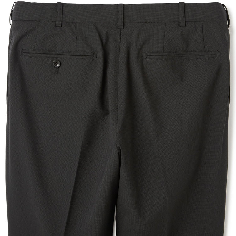 ブラックライン 【SLIM TAPERED_2】【春夏】2釦シングルスーツ 0タック/ブラック×マイクロチェック/ウエストシャーリング/4S SUSTAINABILITY&ECOLOGY FABRIC/ウォッシャブル/※パンツ裾上げ済仕様 黒