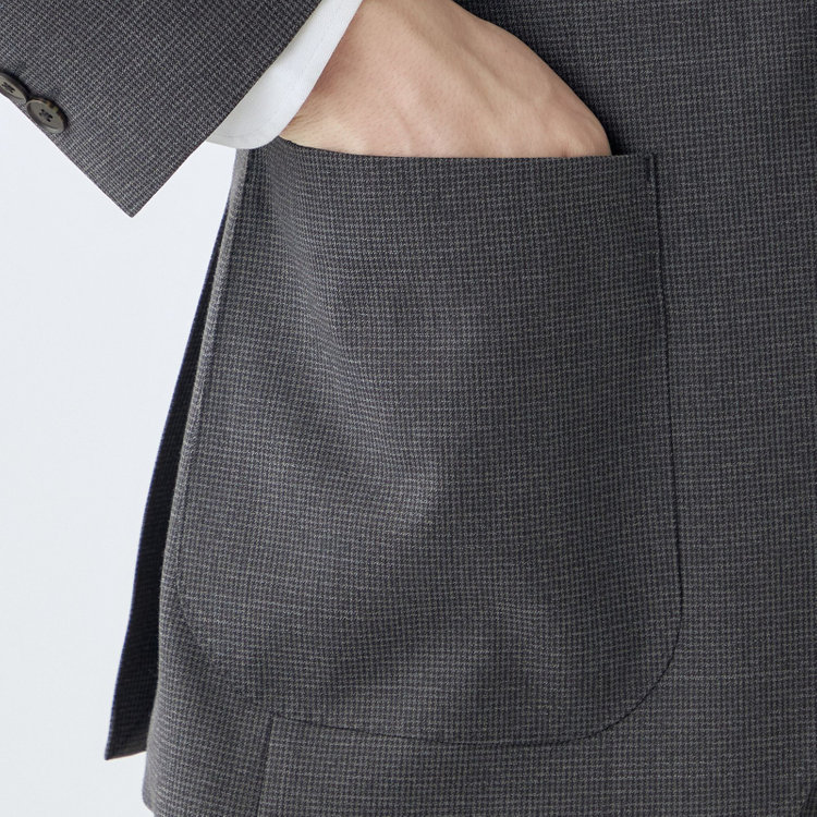 シルバーライン 【4S CROSS】【年間】セットアップジャケット/グレー×ハウンドトゥース/パッチポケット グレー中間