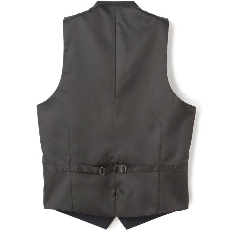 ブラックライン 【SLIM TAPERED_2】【春夏】リバーシブルジレ(ベスト)/ブラック×マイクロチェック＆ネイビー×ヘアラインストライプ/4S SUSTAINABILITY&ECOLOGY FABRIC 黒