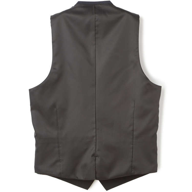 ブラックライン 【SLIM TAPERED_2】【春夏】リバーシブルジレ(ベスト)/ブラック×マイクロチェック＆ネイビー×ヘアラインストライプ/4S SUSTAINABILITY&ECOLOGY FABRIC 黒