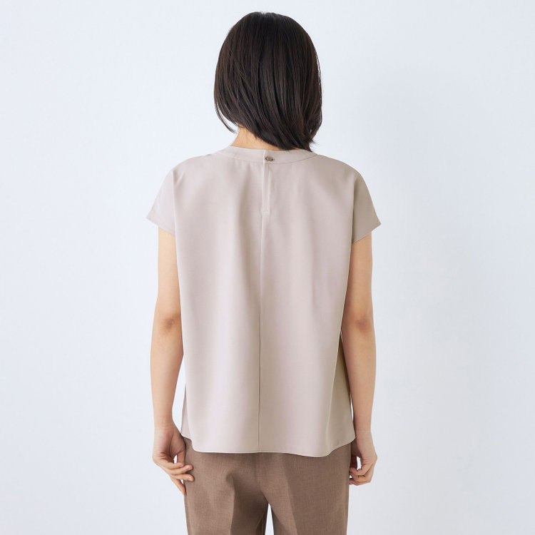 シルバーライン 【SILVER LINE/半袖】2WAYチャーム＆ボウタイプルオーバー/ブラウン/「ウォッシャブル」「2WAYストレッチ」「UV加工」「接触冷感」 茶中間