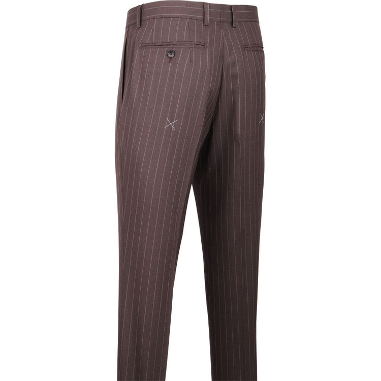 スーツセレクト 【発送在庫あり】【CLASSICO TAPERED】【春夏】2釦シングルスーツ 1タック/ブラウン×ストライプ/REDA ACTIVE/NEW ZEALAND WOOL MERINO/SHOWER CLEAN ブラウン系(茶)