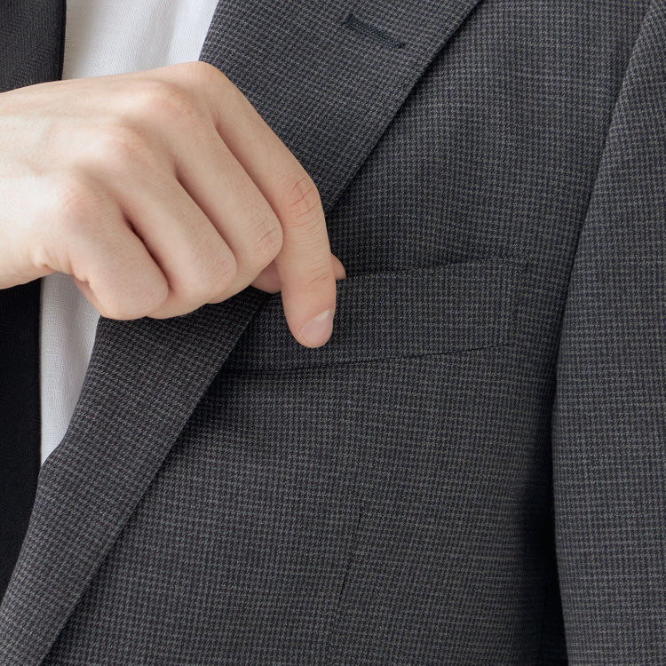 シルバーライン 【4S CROSS】【年間】セットアップジャケット/グレー×ハウンドトゥース/パッチポケット グレー中間