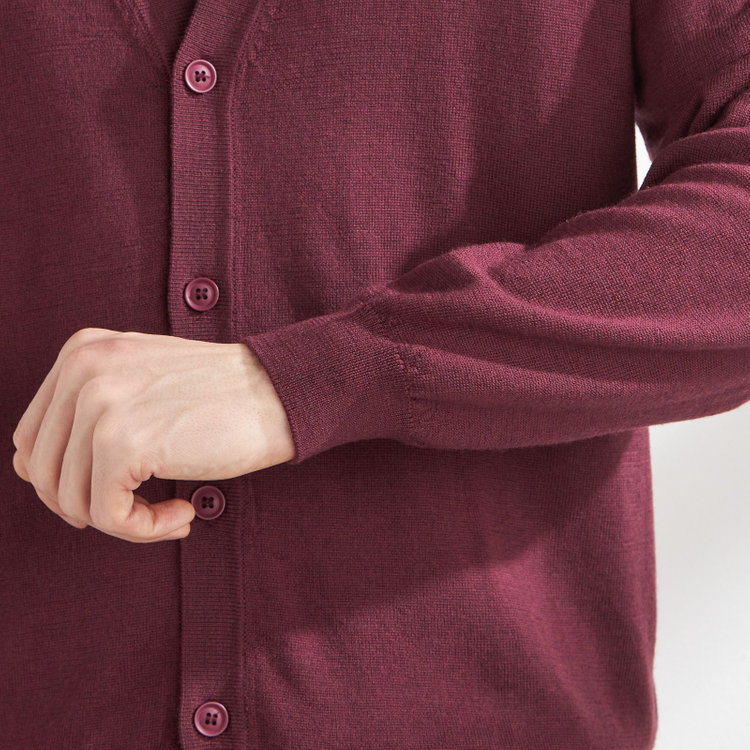 スーツセレクト 【RBC】【秋冬】ウール100%ニットカーディガン/レッド/ZEGNA BARUFFA/マシンウォッシャブル 赤中間