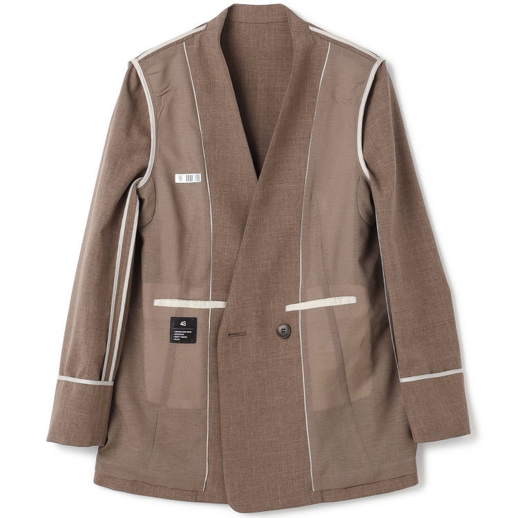 シルバーライン 【RELAX TAPERED】【年間】ノーカラー 2釦1掛けダブル/パンツスーツ/ブラウン/ウエスト内側アジャスター/ウォッシャブル/Naturemier/※パンツ裾上げ済仕様 茶中間