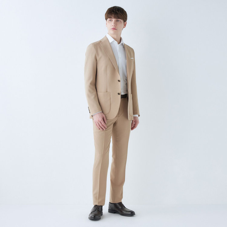 シルバーライン 【5DAYS CLOSET】【【RBC】【春夏】1タックテーパードパンツ/ベージュ/ウエストムーブ/4S SUSTAINABILITY&ECOLOGY FABRIC/※裾上げ必要 茶淡色