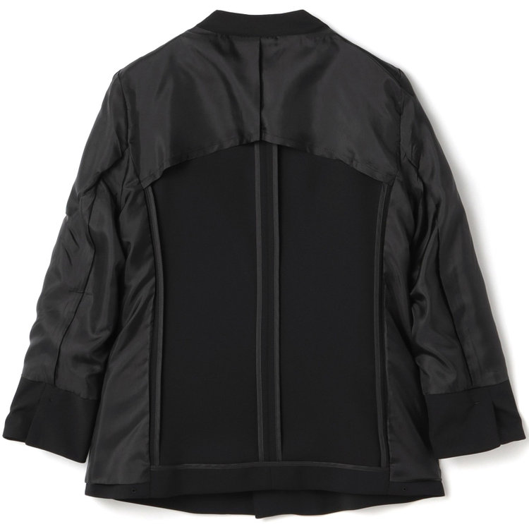 シルバーライン 【SL】【春夏】ノーカラー七分袖ジャケット/ブラック/ウォッシャブル 黒