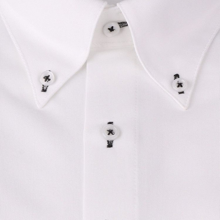 ブラックライン 【発送在庫あり】【WEB限定】【BLACK LINE】ボタンダウンワイシャツ/ホワイト×ドビー/釦付糸・釦ホール：ブラック/「4S」スーパーノンアイロン・ストレッチ 白