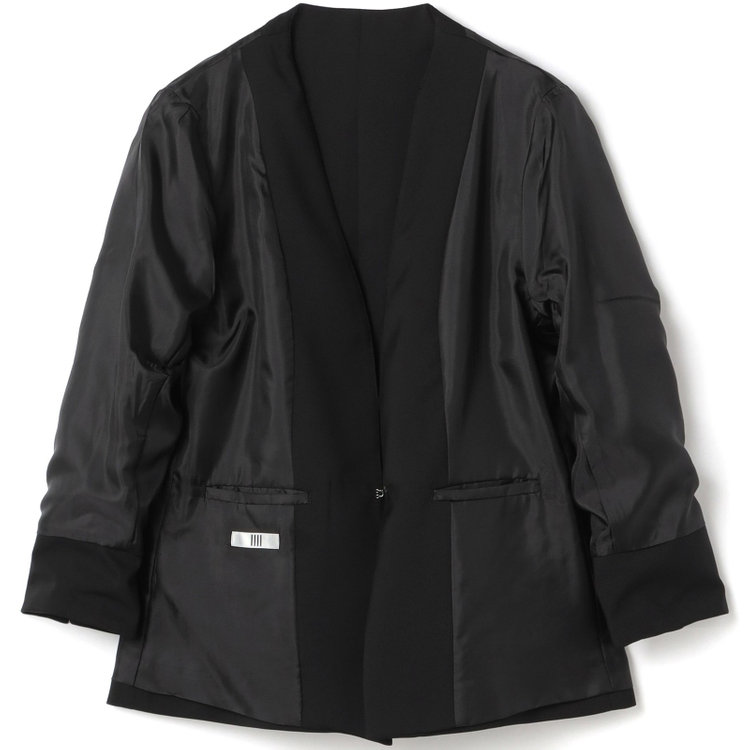 シルバーライン 【SL】【春夏】ノーカラー七分袖ジャケット/ブラック/ウォッシャブル 黒