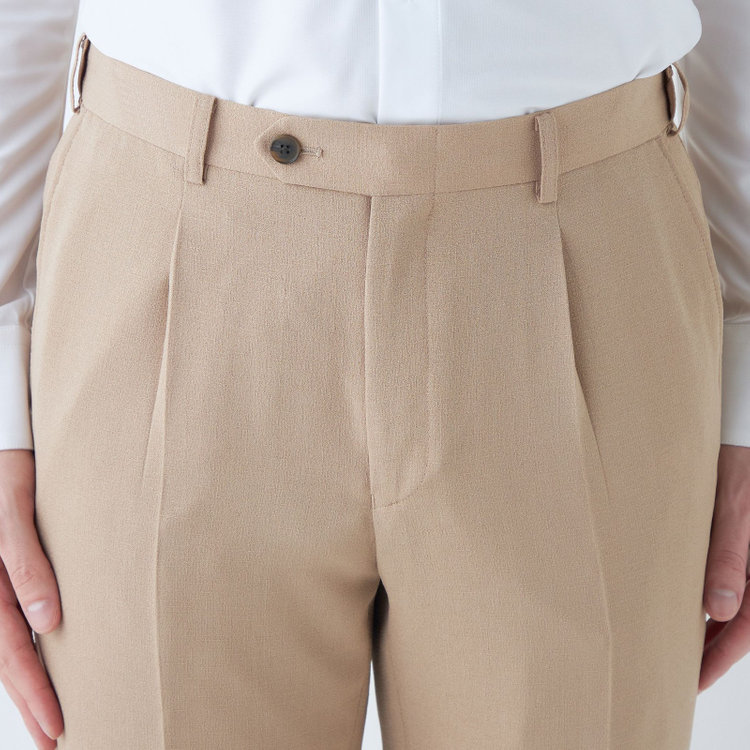 シルバーライン 【5DAYS CLOSET】【【RBC】【春夏】1タックテーパードパンツ/ベージュ/ウエストムーブ/4S SUSTAINABILITY&ECOLOGY FABRIC/※裾上げ必要 茶淡色