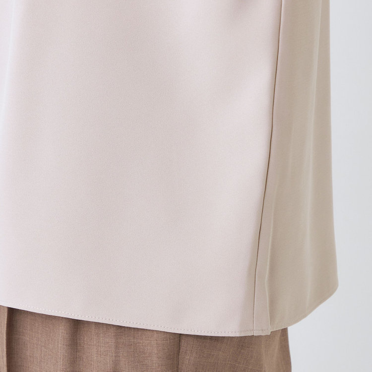 シルバーライン 【SILVER LINE/半袖】2WAYチャーム＆ボウタイプルオーバー/ブラウン/「ウォッシャブル」「2WAYストレッチ」「UV加工」「接触冷感」 茶中間