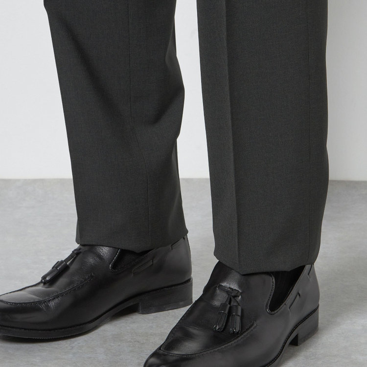 ブラックライン 【SLIM TAPERED】【春夏】0タックテーパードパンツ/カーキ×ハウンドトゥース/ウエストムーブ/4S SUSTAINABILITY&ECOLOGY FABRIC「ウォッシャブル」「ストレッチ」/※裾上げ済み仕様 緑濃色