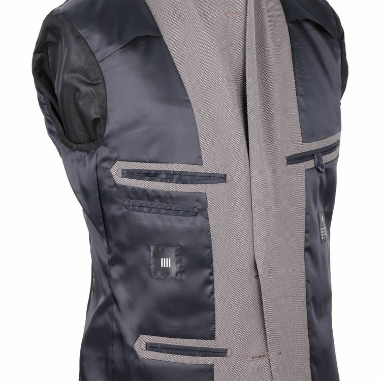 スーツセレクト 【WEB限定/OUTLET】【発送在庫あり】【SLIM TAPERED_2】【年間】2釦シングルスリーピーススーツ 0タック/グレー×バーズアイ/4S/※パンツ裾上げ済仕様 グレー系(灰)