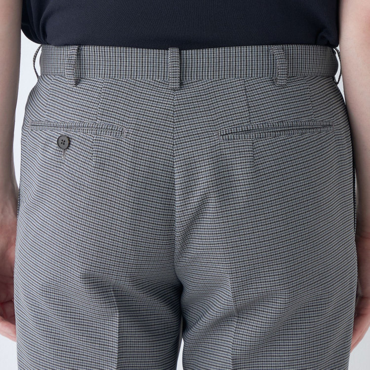 シルバーライン 【5DAYS CLOSET】【RBC】【春夏】ポリエステル1タックテーパードパンツ/グレー×チェック/ウエストムーブ仕様/4S SUSTAINABILITY&ECOLOGY FABRIC/※裾上げ必要 紺中間