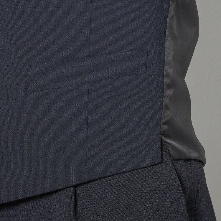 ブラックライン 【SLIM TAPERED_2】【春夏】リバーシブルジレ(ベスト)/ブラック×マイクロチェック＆ネイビー×ヘアラインストライプ/4S SUSTAINABILITY&ECOLOGY FABRIC 黒