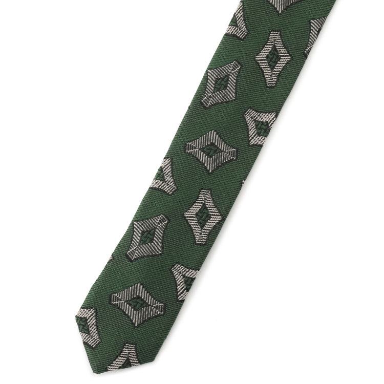 シルバーライン 【発送在庫あり】【SL】シルクコットン小紋ネクタイ 8.5cm幅/グリーン/ITALIAN FABRICS その他