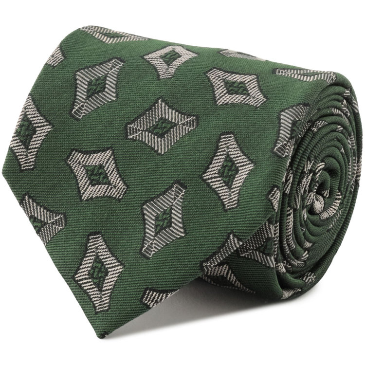 シルバーライン 【発送在庫あり】【SL】シルクコットン小紋ネクタイ 8.5cm幅/グリーン/ITALIAN FABRICS その他