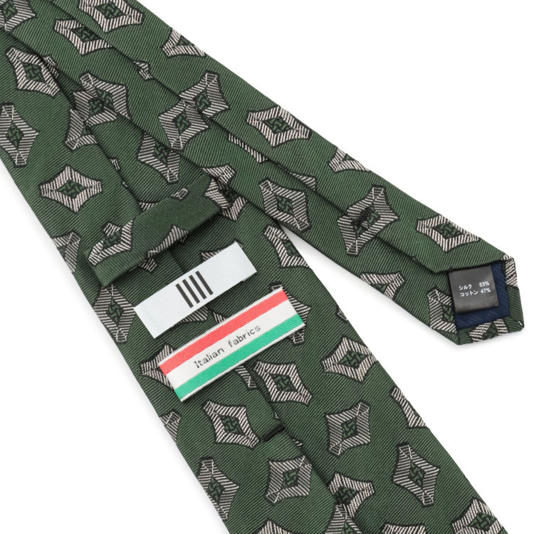 シルバーライン 【発送在庫あり】【SL】シルクコットン小紋ネクタイ 8.5cm幅/グリーン/ITALIAN FABRICS その他