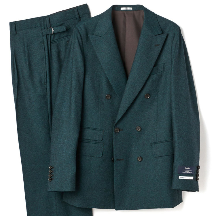 【CLASSICO WIDE】【秋冬】6釦ダブルジャケット 2タックパンツ /グリーン×ソリッド /MARZOTTO社生地 /サイド尾錠付 /※裾上げ必要