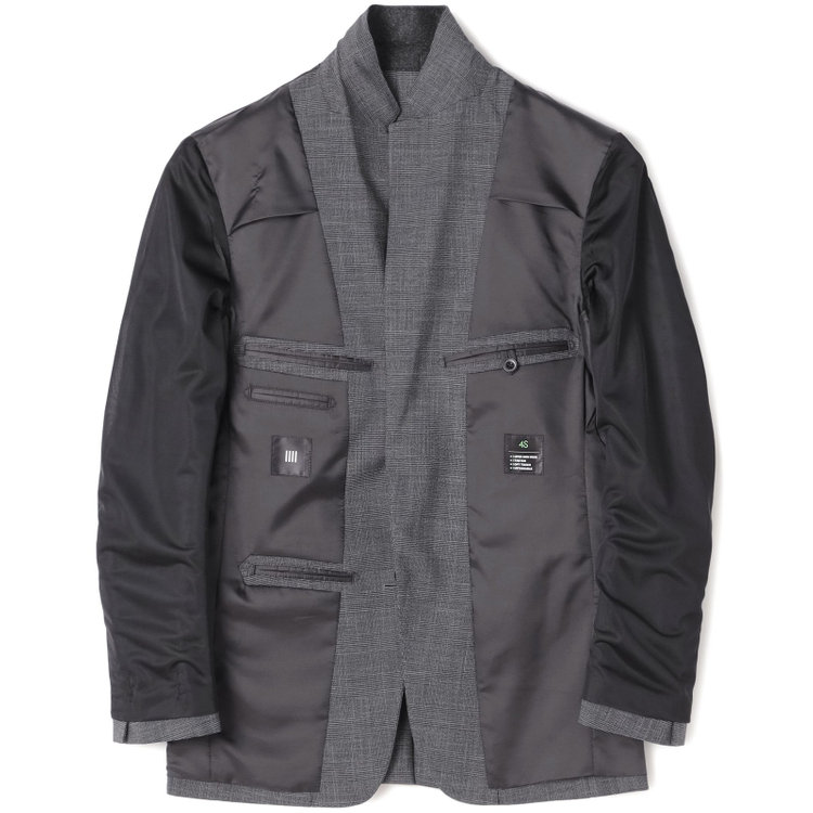 ブラックライン 【発送在庫あり】【SLIM TAPERED_2】【春夏】2釦シングルスーツ 0タック/グレー×グレンチェック/ウエストシャーリング/4S SUSTAINABILITY&ECOLOGY FABRIC/※パンツ裾上げ済仕様 グレー中間