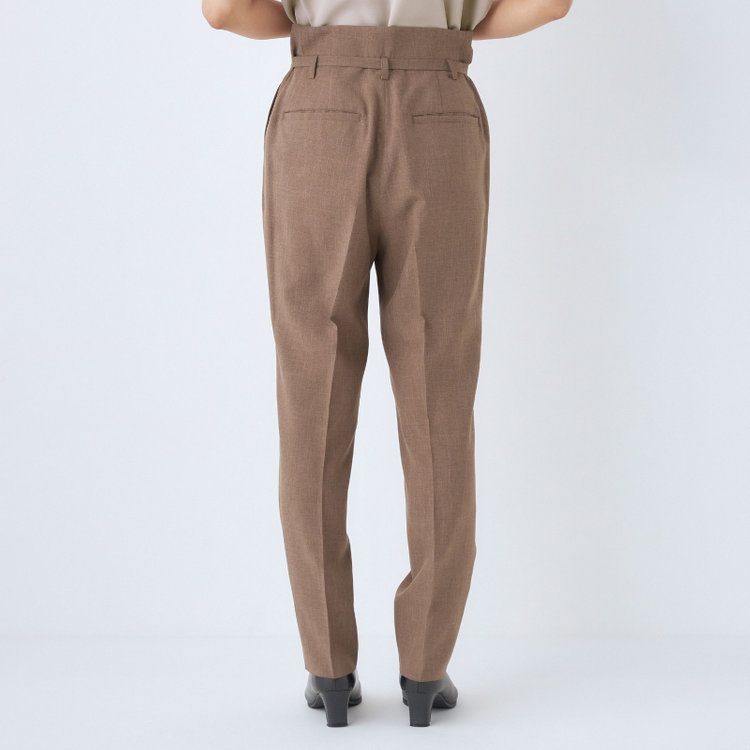 シルバーライン 【RELAX TAPERED】【年間】ノーカラー 2釦1掛けダブル/パンツスーツ/ブラウン/ウエスト内側アジャスター/ウォッシャブル/Naturemier/※パンツ裾上げ済仕様 茶中間