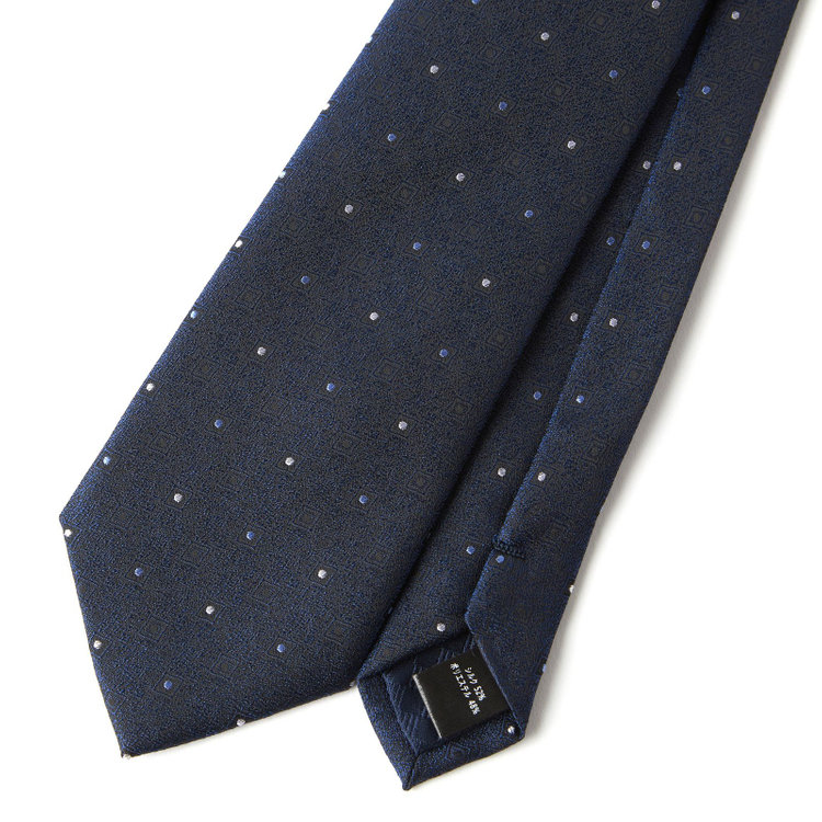 ブラックライン 【BLACK LINE】シルクブレンド小紋ネクタイ 7.5cm幅/ネイビー その他