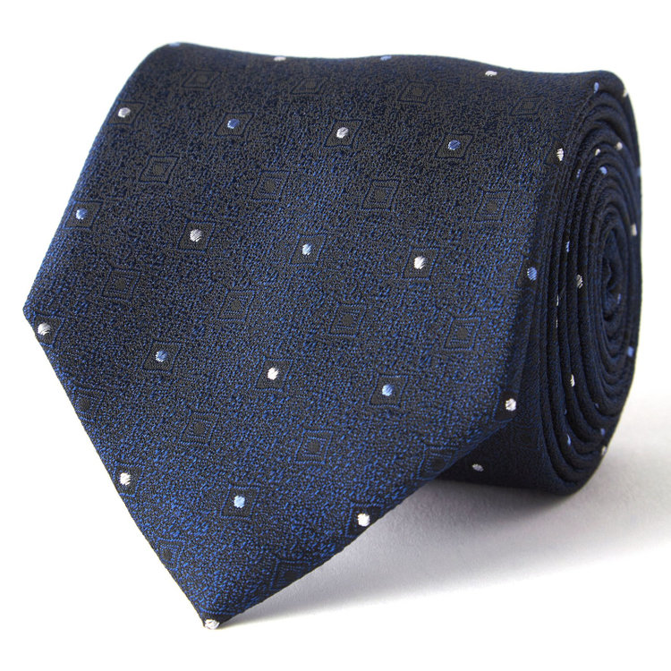 ブラックライン 【BLACK LINE】シルクブレンド小紋ネクタイ 7.5cm幅/ネイビー その他