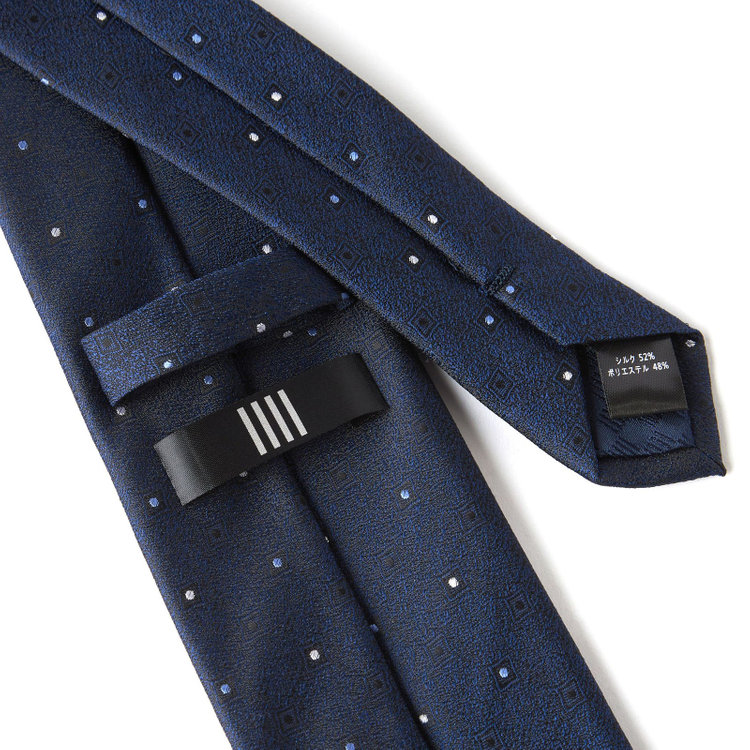 ブラックライン 【BLACK LINE】シルクブレンド小紋ネクタイ 7.5cm幅/ネイビー その他