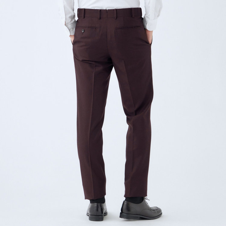 シルバーライン 【CLASSICO TAPERED】【秋冬】3釦段返りシングルスーツ 2タック/ワイン/ウエストムーブ/MARZOTTO/※裾上げ必要 赤濃色